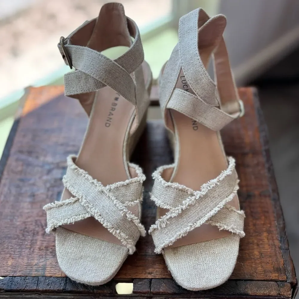 Lucky Brand Meghan Espadrille Wedge Sandal Natural 7.5